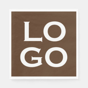 Company or Business Custom Logo on Chocolate Brown Napkin