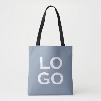 Company or Business Custom Logo on Dusty BLue Tote Bag