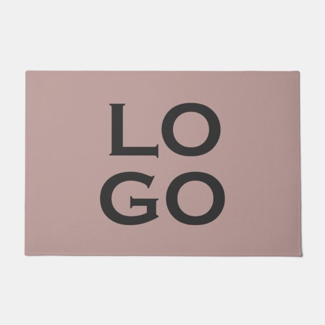 Company or Business Custom Logo on Dusty Pink Doormat (Front)