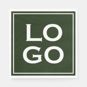 Company or Business Custom Logo on Forest Green Napkin