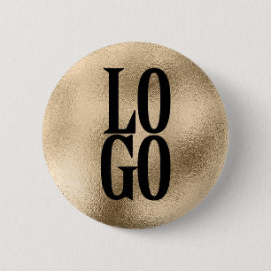 Company or Business Custom Logo on Gold 6 Cm Round Badge