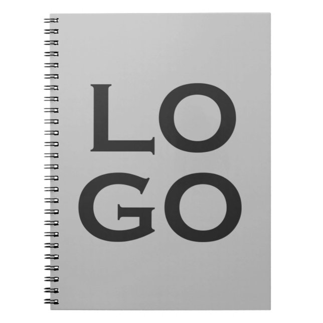 Company or Business Custom Logo on Grey Notebook (Front)