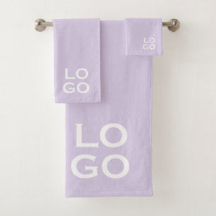 Company or Business Custom Logo on Lavender Bath Towel Set