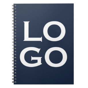 Company or Business Custom Logo on Navy Blue Notebook