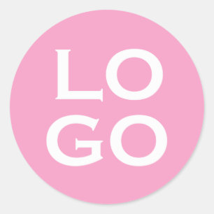Company or Business Custom Logo on Pink Classic Round Sticker