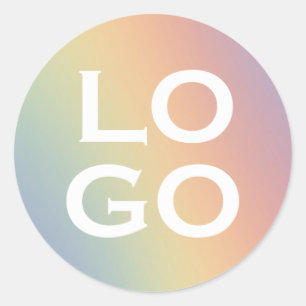 Company or Business Custom Logo on Rainbow Classic Round Sticker