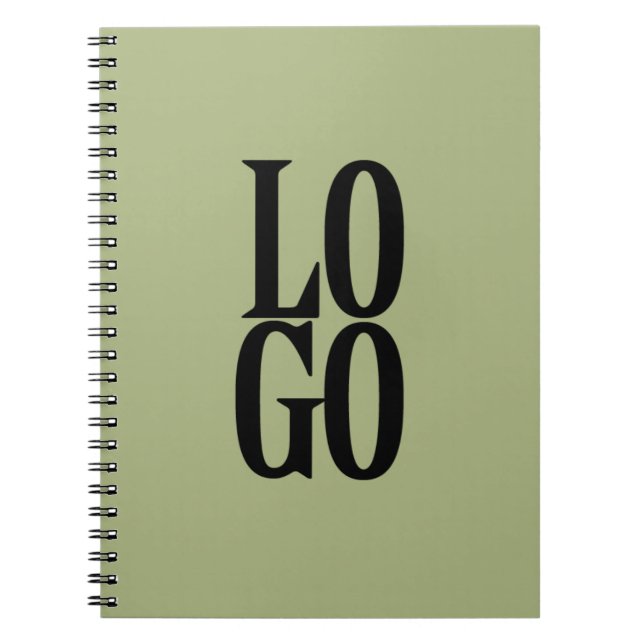 Company or Business Custom Logo on Sage Green Notebook (Front)