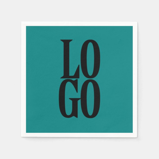 Company or Business Custom  Logo on Teal Napkin (Front)