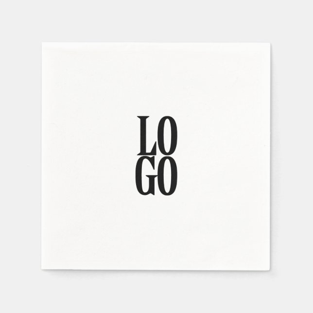 Company or Business Custom  Logo on White Napkin (Front)