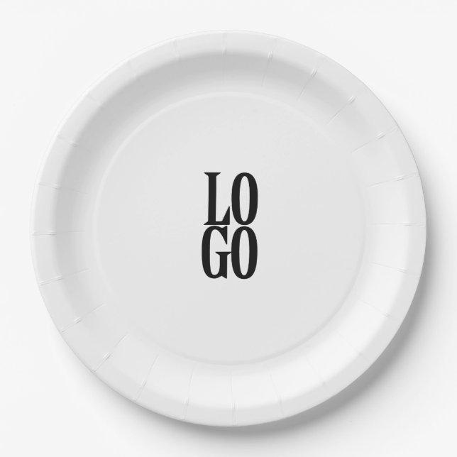 Company or Business Custom Logo on White  Paper Plate (Front)
