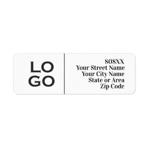 Company or Business Custom Logo on White Return Address Label