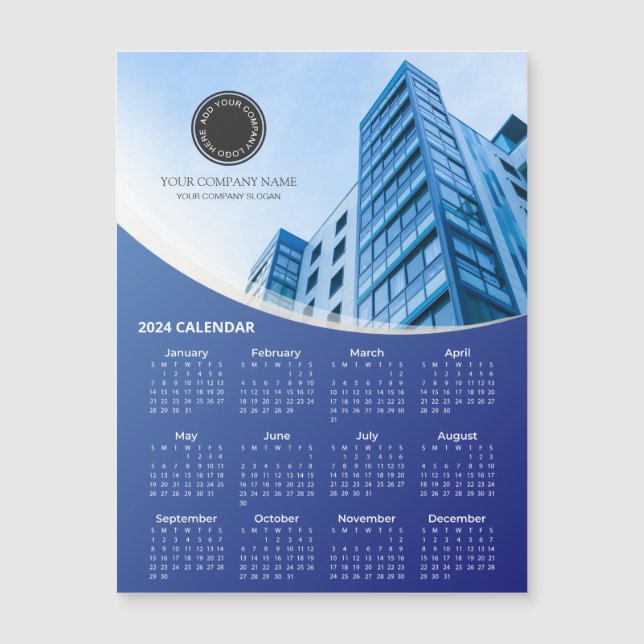 Company Photo and Logo 2024 Calendar Magnetic Card (Front)