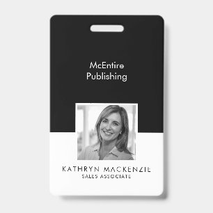 Company Photo Black and White Vertical ID Badge