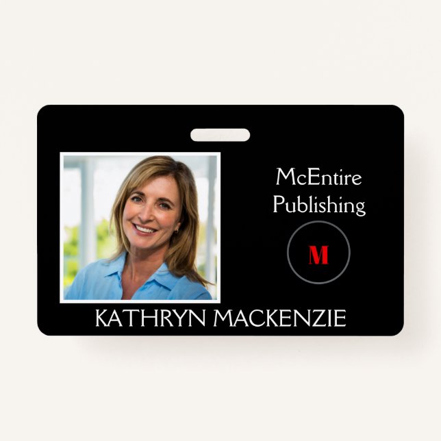 Company Photo Black Logo Personalise Name and Logo ID Badge (Front)