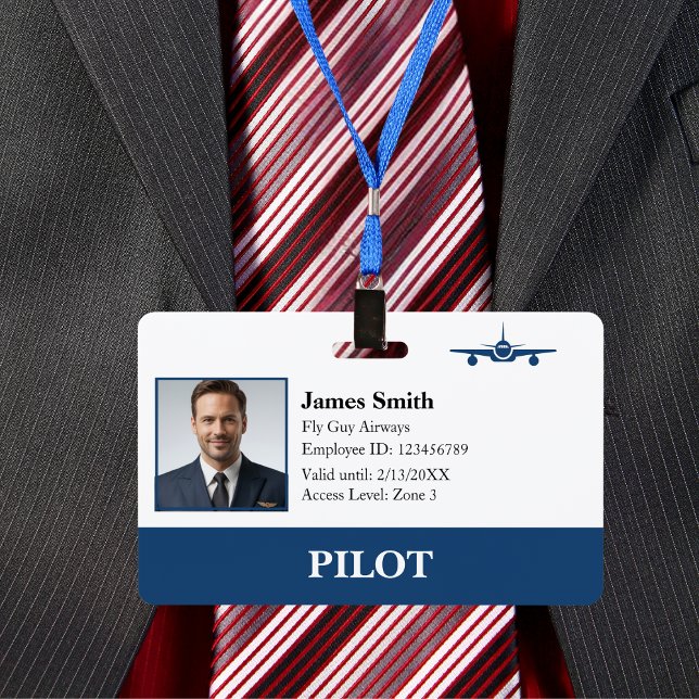 Company Photo Security ID Aviation Airline Pilot ID Badge (Front)