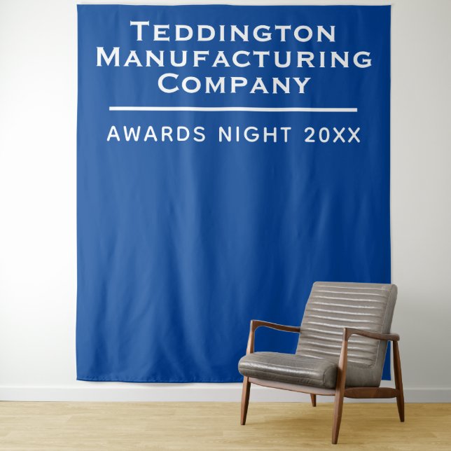 Company Presentation Awards Backdrop in Blue Tapestry (In Situ)