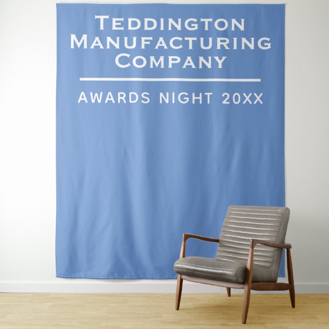 Company Presentation Awards Backdrop in Light Blue Tapestry (In Situ)