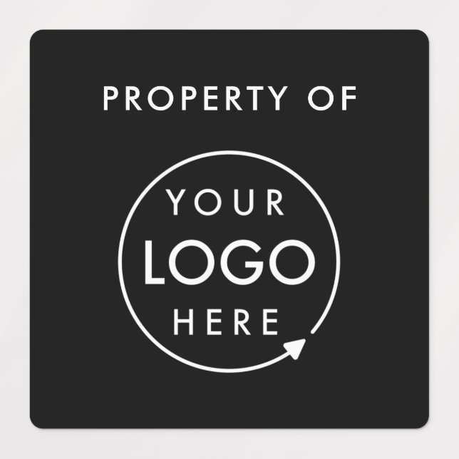 Company Property of Logo | Black Asset Tag (Design 1)