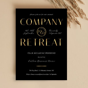 Company Retreat Team Building Black Gold Business Invitation