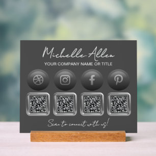 Company Social Media QR Codes Acrylic Sign