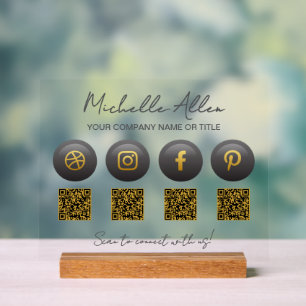 Company Social Media QR Codes Acrylic Sign