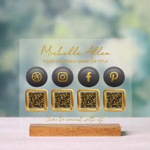 Company Social Media QR Codes Acrylic Sign