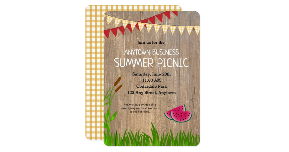 Company Summer Picnic Rustic Invitation | Zazzle.com.au