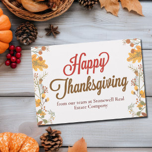 Company Thanksgiving Chic Fall Leaves Custom Card