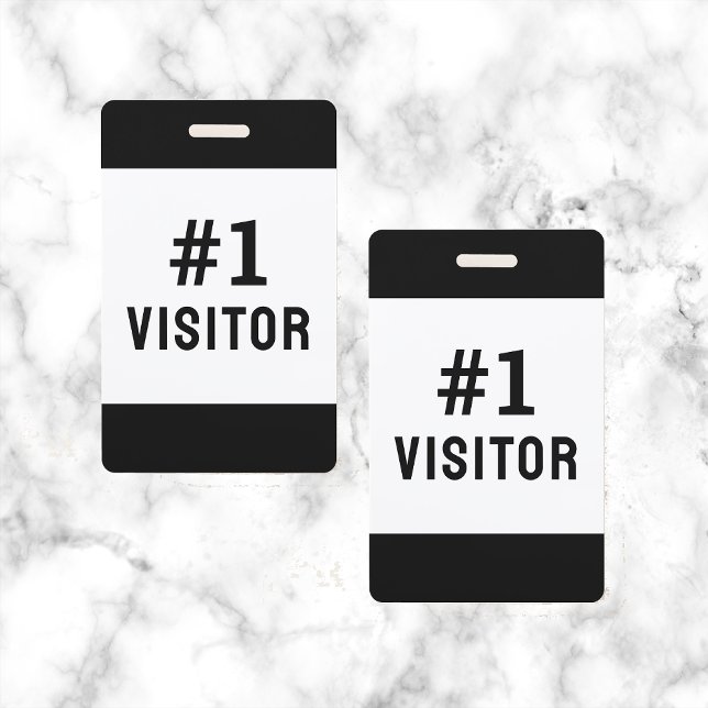 Company Visitor Black Simple Modern ID Badge (Creator Uploaded)