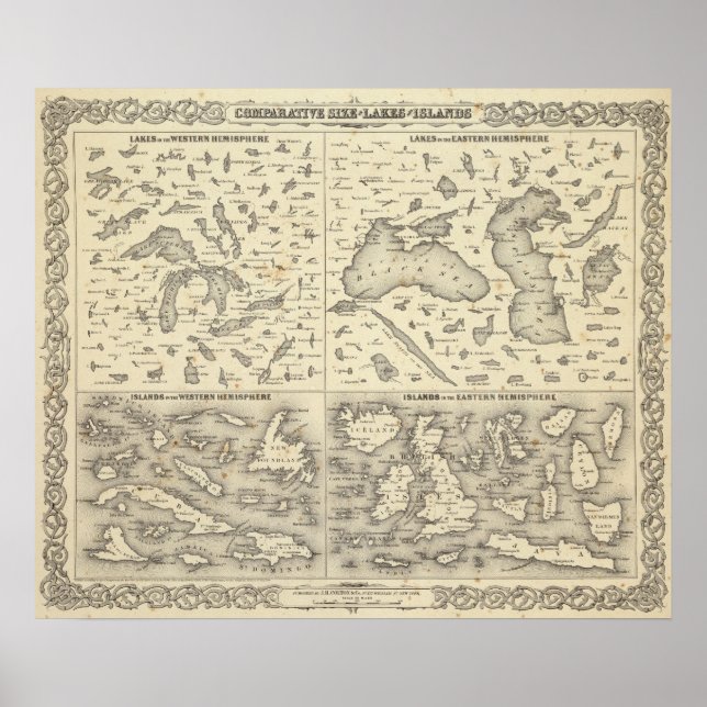 Comparative Size of Lakes and Islands Poster (Front)