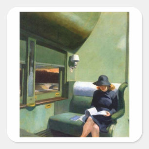 Compartment C Car Edward Hopper Square Sticker