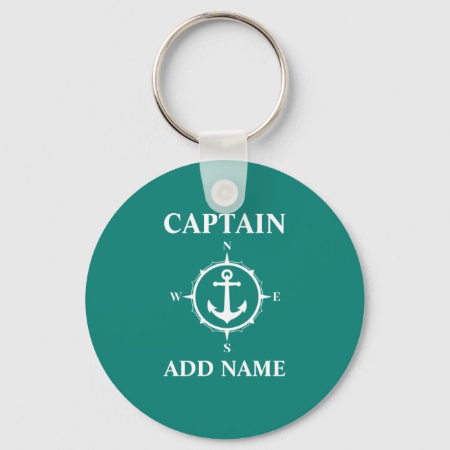 Compass Anchor Captain Add Name or Boat Name ca0a Key Ring (Front)