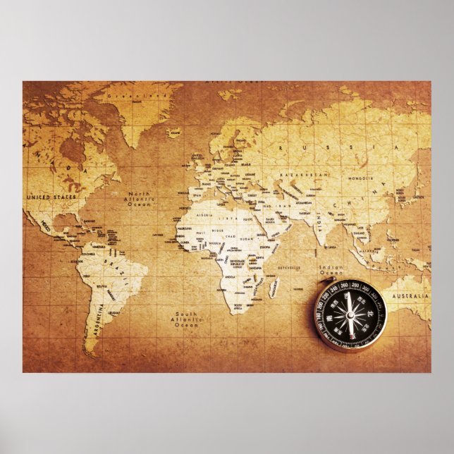 Compass and Map Value Poster Paper (Matte) (Front)
