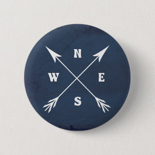 Compass arrows 6 cm round badge