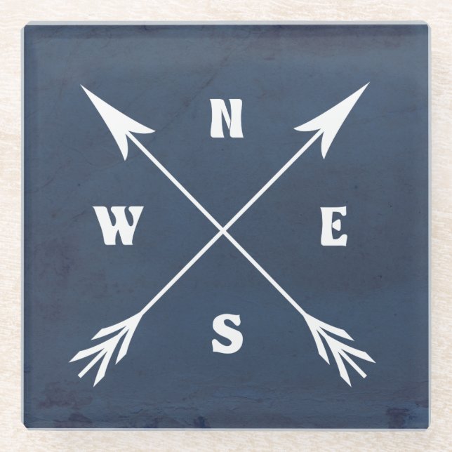 Compass arrows glass coaster (Front)