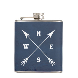Compass arrows hip flask