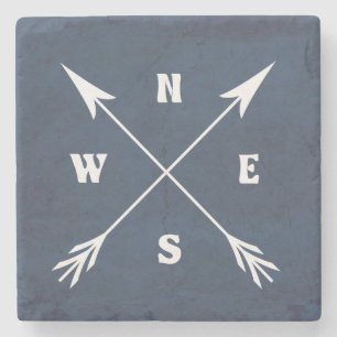 Compass arrows stone coaster