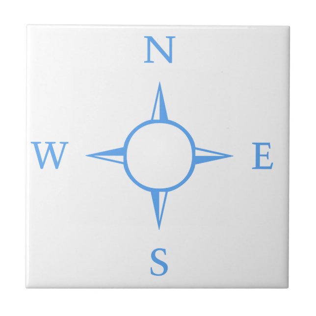 Compass Ceramic Tile, Small (4.25" x 4.25") Ceramic Tile (Front)