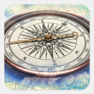 Compass Clouds Square Sticker