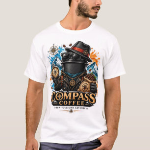 Compass Coffee Adventure Vintage Design T-Shirt