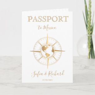 Compass Destination Wedding Passport World Map  Invitation