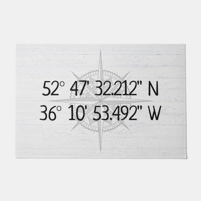 Compass GPS Home Coordinates Doormat (Front)