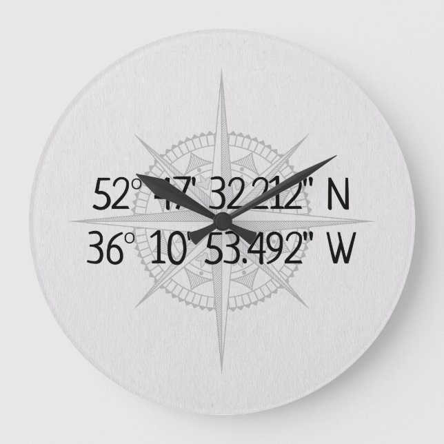 Compass GPS Home Coordinates  Large Clock (Front)