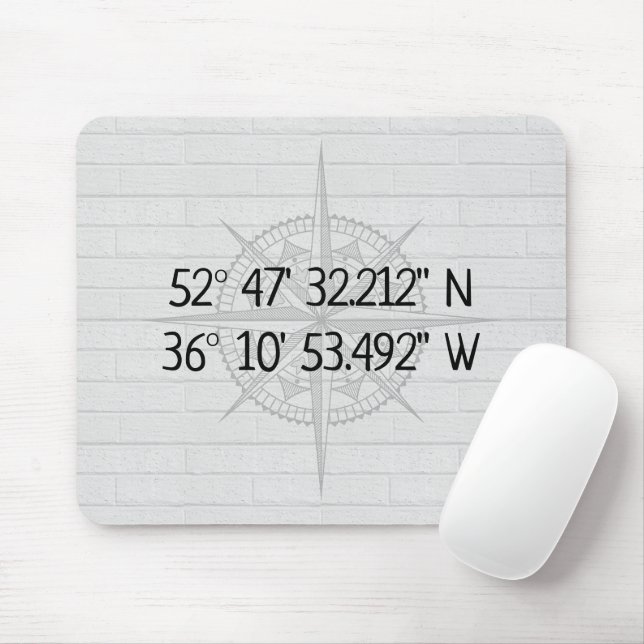 Compass GPS Home Coordinates On Brick  Mouse Pad (With Mouse)