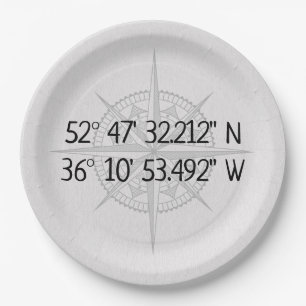 Compass GPS Home Coordinates  Paper Plate