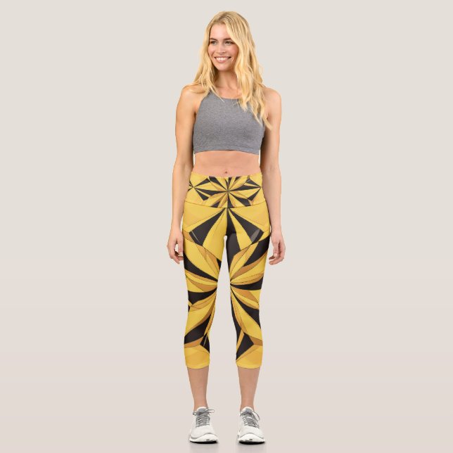 Compass Lemon  Capri Leggings (Front)