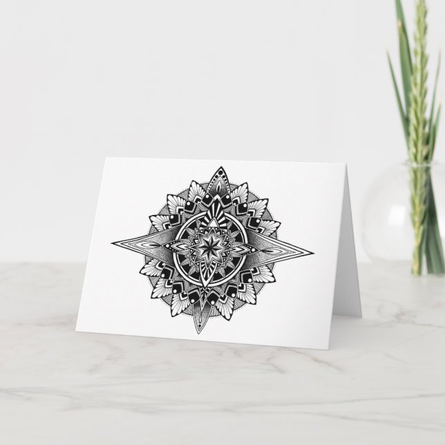 Compass Mandala blank greeting card (Front)