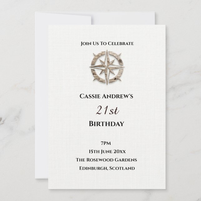 Compass Milestone Birthday Invitation (Front)