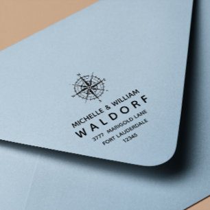 Compass Nautical Coastal wedding Return Address Self-inking Stamp