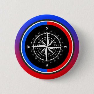 Compass Navigation 6 Cm Round Badge